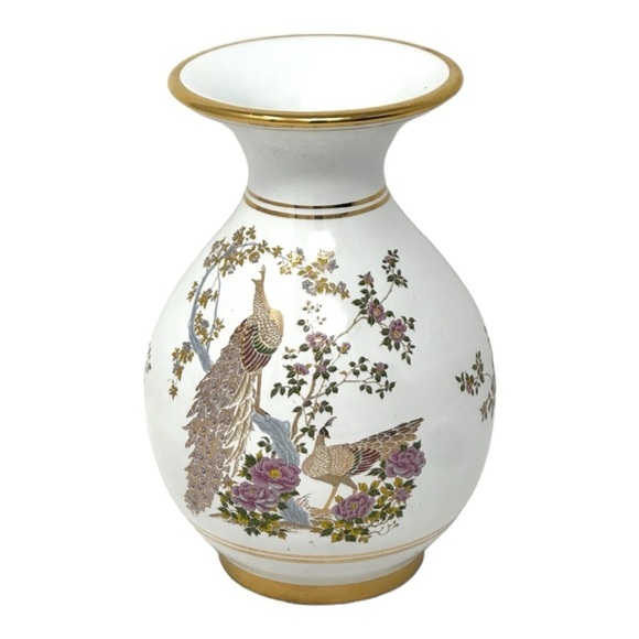 VTG Neofitou Keramik 24k Gold Painted Vase Peacocks Florals, Made in Greece MCM - Picture 1 of 12